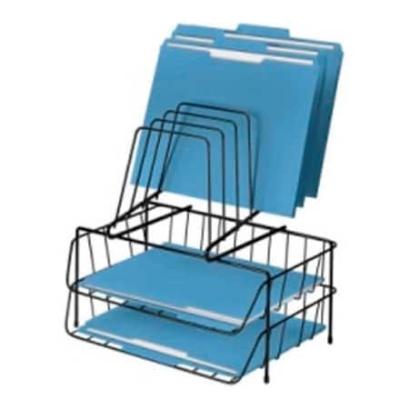 Fellowes Desktop Organizer, Black, Steel, 13.9" W, 14" H, 10.1" D, 6 Number of Compartments 72391